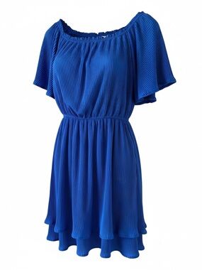 She + Sky Electric Blue Pleated Dress